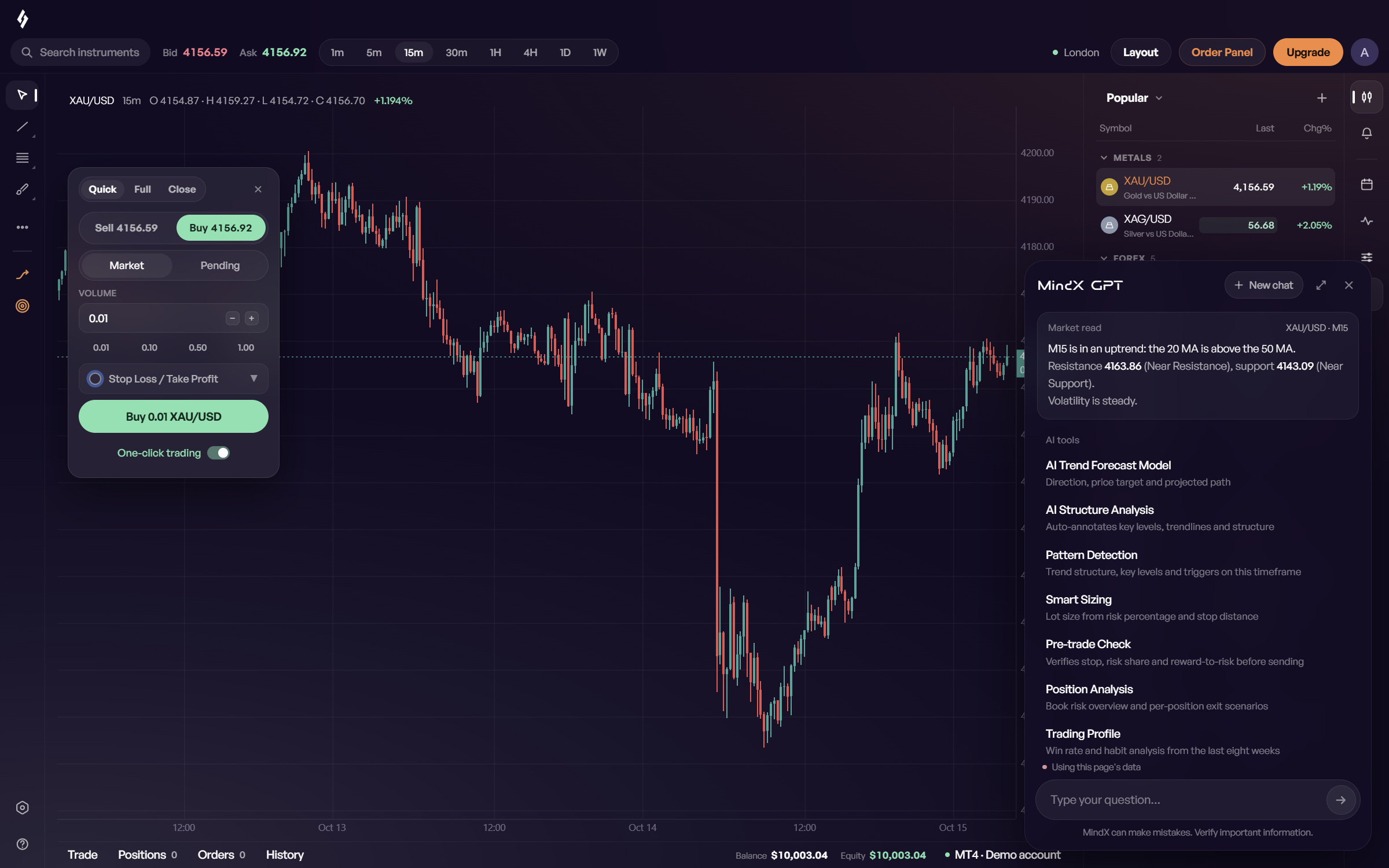 Arka Terminal on Windows: chart, order ticket and Arka Copilot